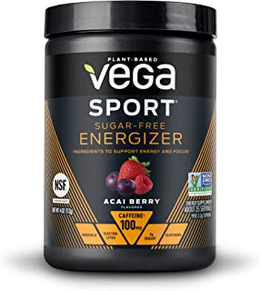 Vega Sport Sugar Free Energizer, Acai Berry, Pre Workout Powder for Women and Men, Supports Energy and Focus, Electrolytes, Vegan, Keto, Gluten Free, Dairy Free, Non GMO (35 Servings) 
